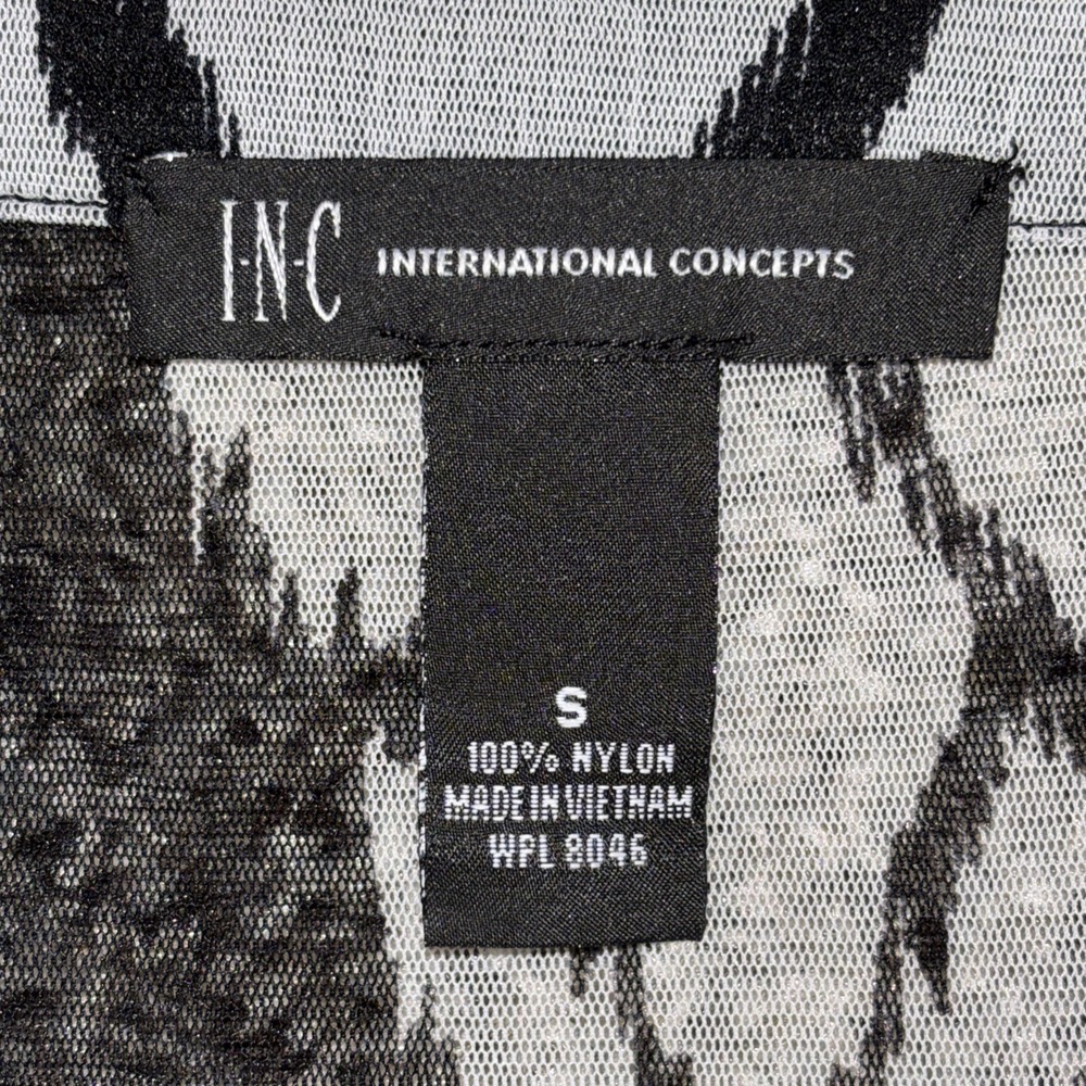 International Concepts Duster Dress Womens S Black White Semi Sheer Cover up EUC - Picture 7 of 8